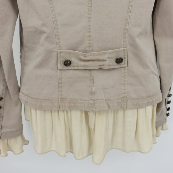 Free People Women XS Romantic Ruffles Jacket Natural Beige OB 527371 Pockets - Picture 9 of 15